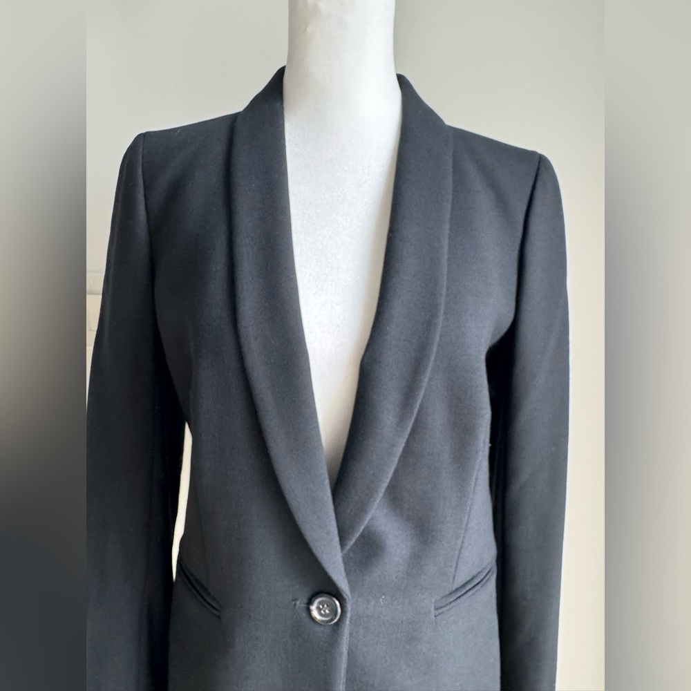 J Crew Parke Blazer Jacket Stretch Wool Blend Black G7726 Size 2 Minimalist - Picture 2 of 13